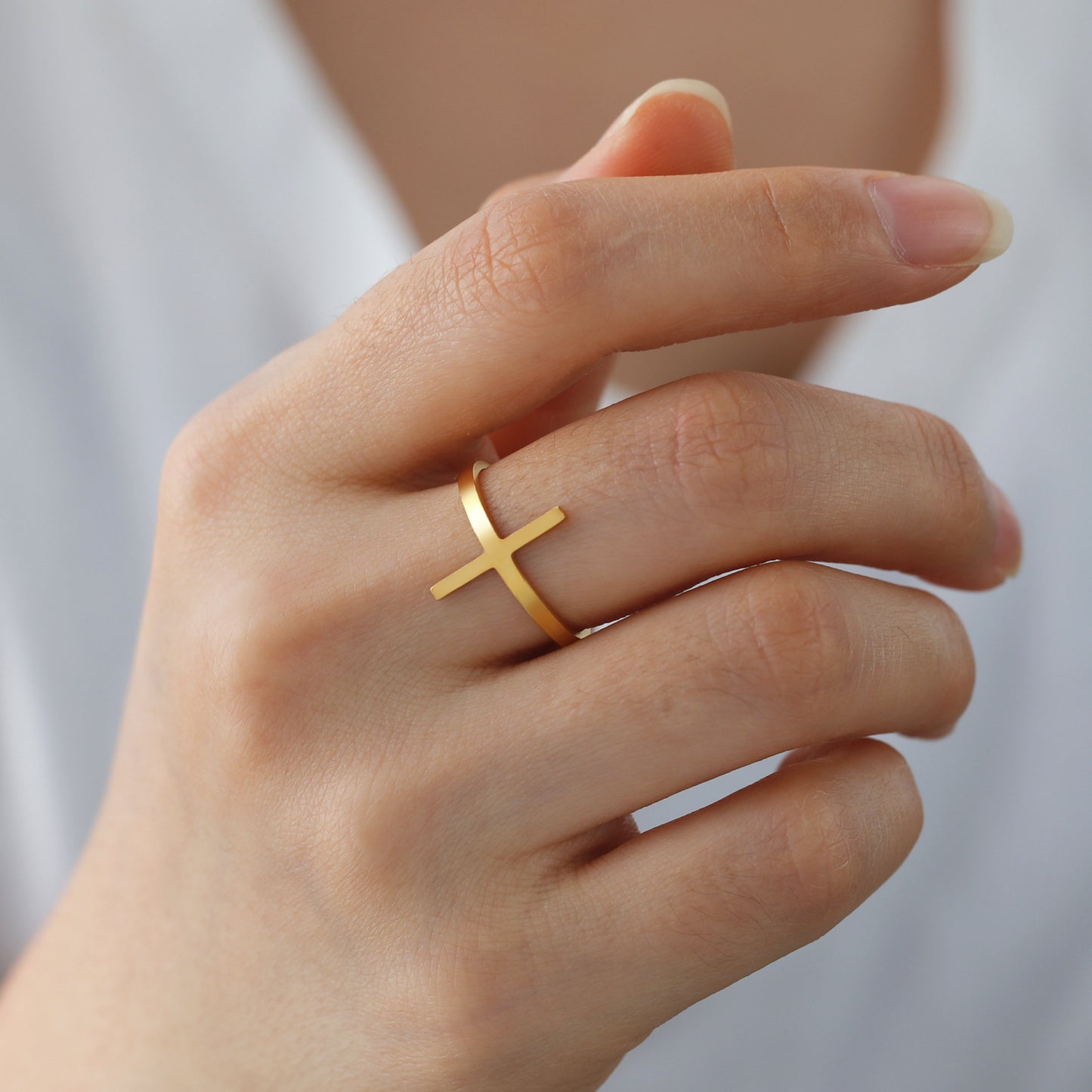 Fashion Minimalist Women's Cross Open Ring