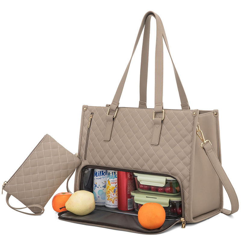 Convenient Commute New Lunch Bag Women's Insulated Lunch Box Women's Leak-proof Large Purse Diagonal Computer Storage