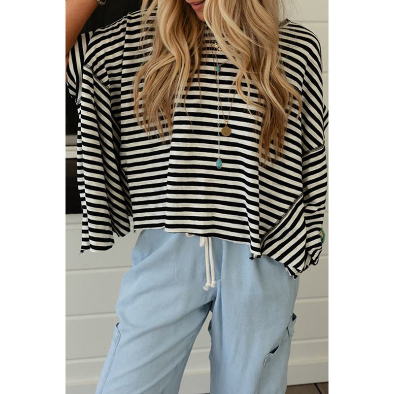 Women's Round Neck Short-sleeved Pullover