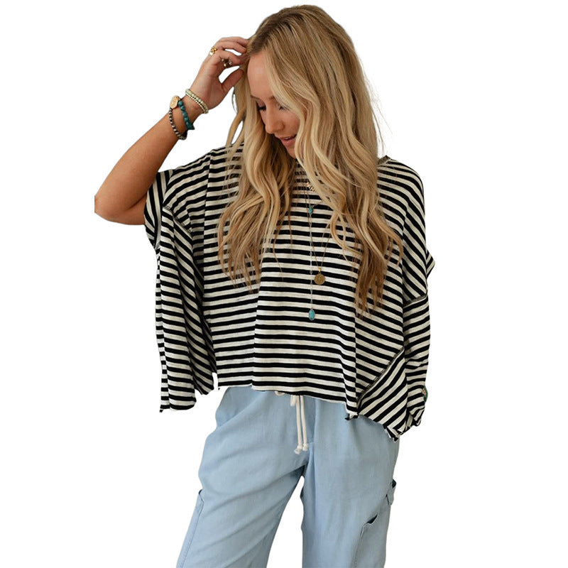 Women's Round Neck Short-sleeved Pullover