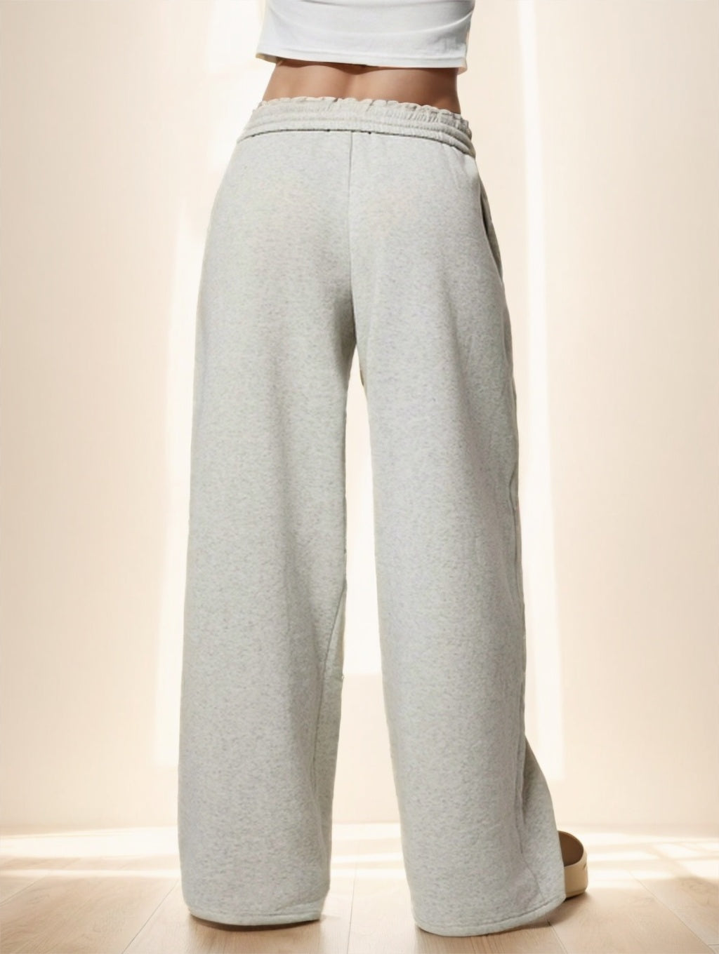 Forever 21 Autumn Winter New Thermal Lined Thick Casual Versatile High Waist Elastic Waist Loose Wide Leg Sweatpants