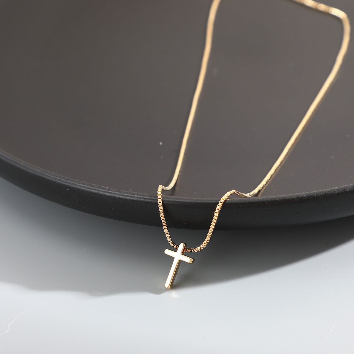 Gold And Silver Christian Cross Necklace, Dainty Choker Gift For Women, Religious Faith Pendant Jewelry